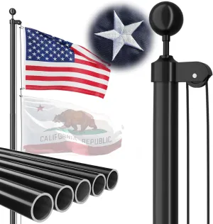 Heavy Duty Flag Pole, 25 FT 12 Gauge Extra Thick Aluminum Flagpole Kit for Outside House In Ground, 100MPH Wind Tested
