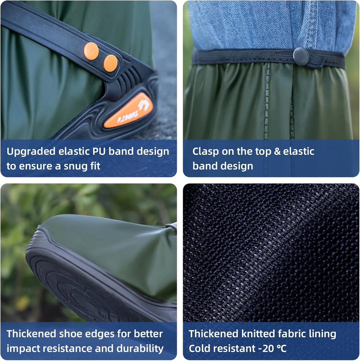 High Cylinder Rain Boots Waterproof Anti-Snow Shoe Covers Reusable Rain Boots Protective Gear for Men and Women Galoshes