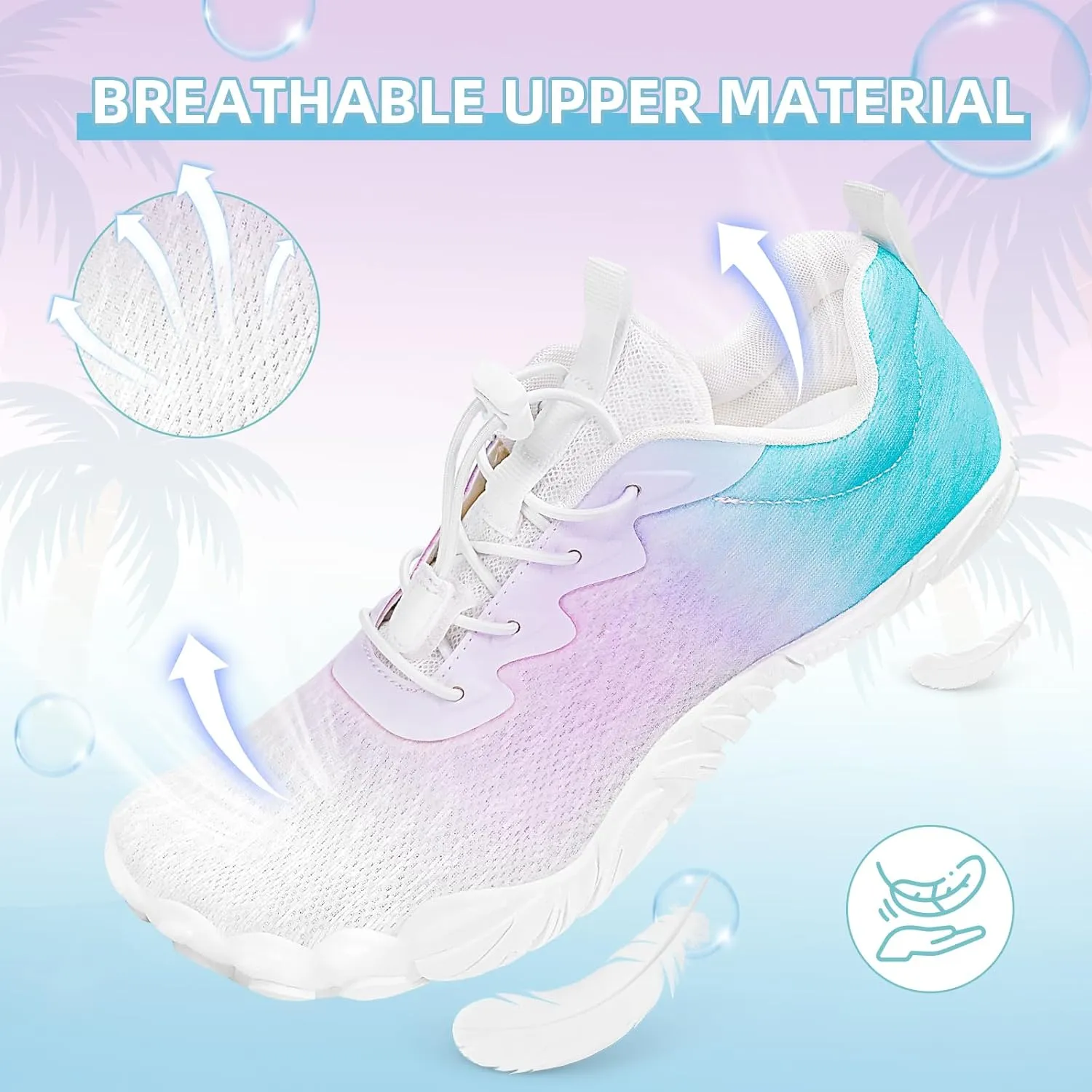 Hike Barefoot Water Beach Swim Shoes Footwear for Women, Quick-Dry Aqua Shoes, Wide Toe Box Non-Slip Sole Hiking Shoe for Beach Swim River Pool Surfing Kayaking Yoga Gym Water Sports