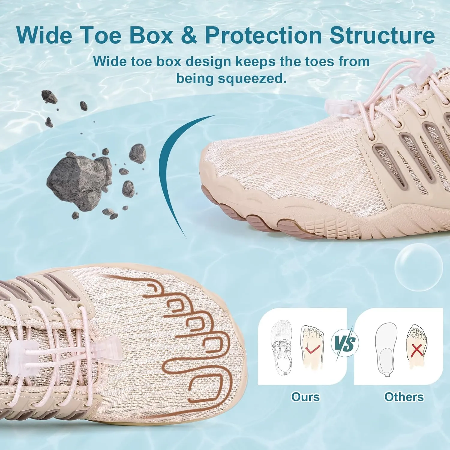 Hike Barefoot Water Shoes for Women Men Footwear, Quick Dry Wide Toe Box Pro Beach Swim Athletic Sports Shoes, Non-Slip Lightweight Aqua Shoe for Pool Hiking Walking Kayaking Diving Surfing