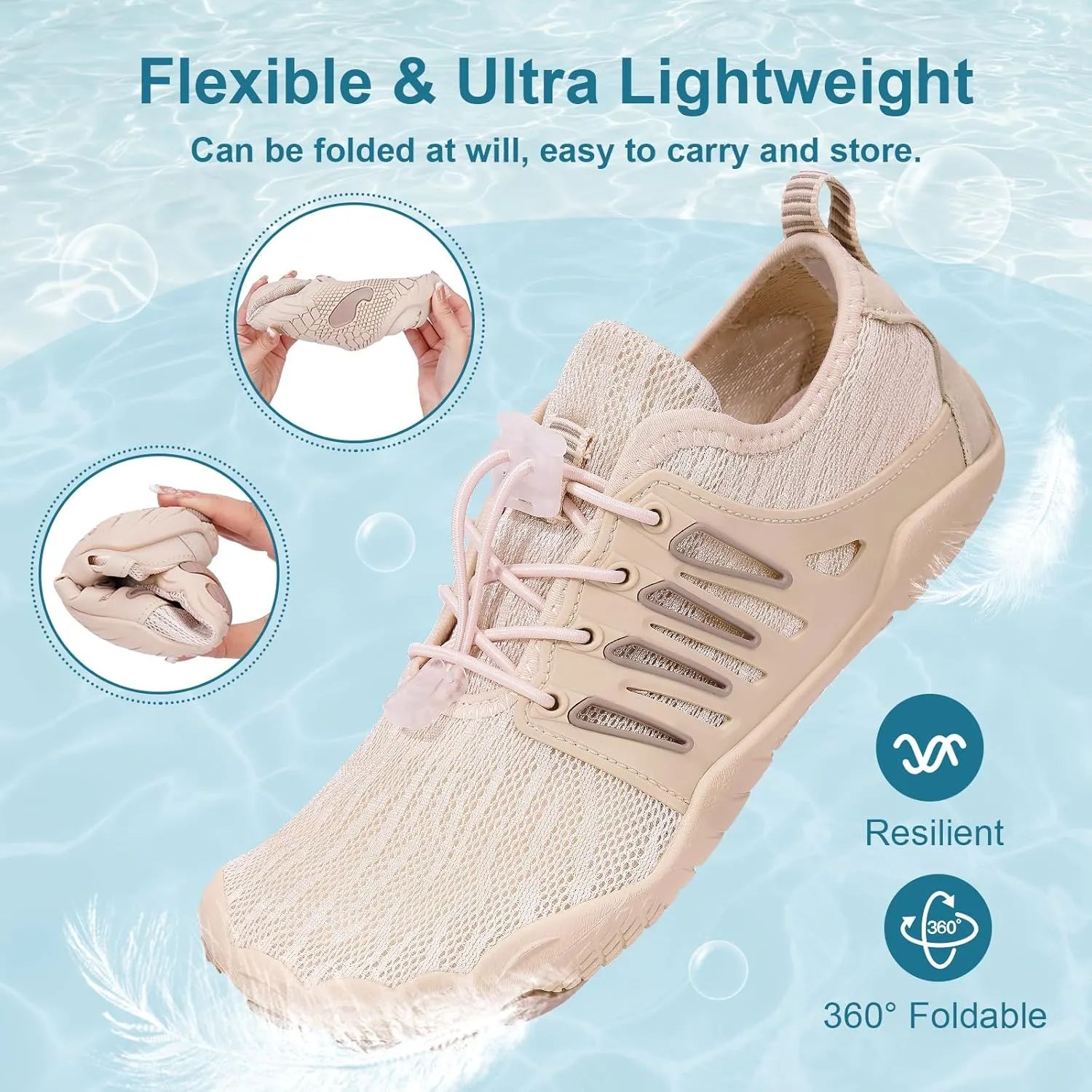 Hike Barefoot Water Shoes for Women Men Footwear, Quick Dry Wide Toe Box Pro Beach Swim Athletic Sports Shoes, Non-Slip Lightweight Aqua Shoe for Pool Hiking Walking Kayaking Diving Surfing