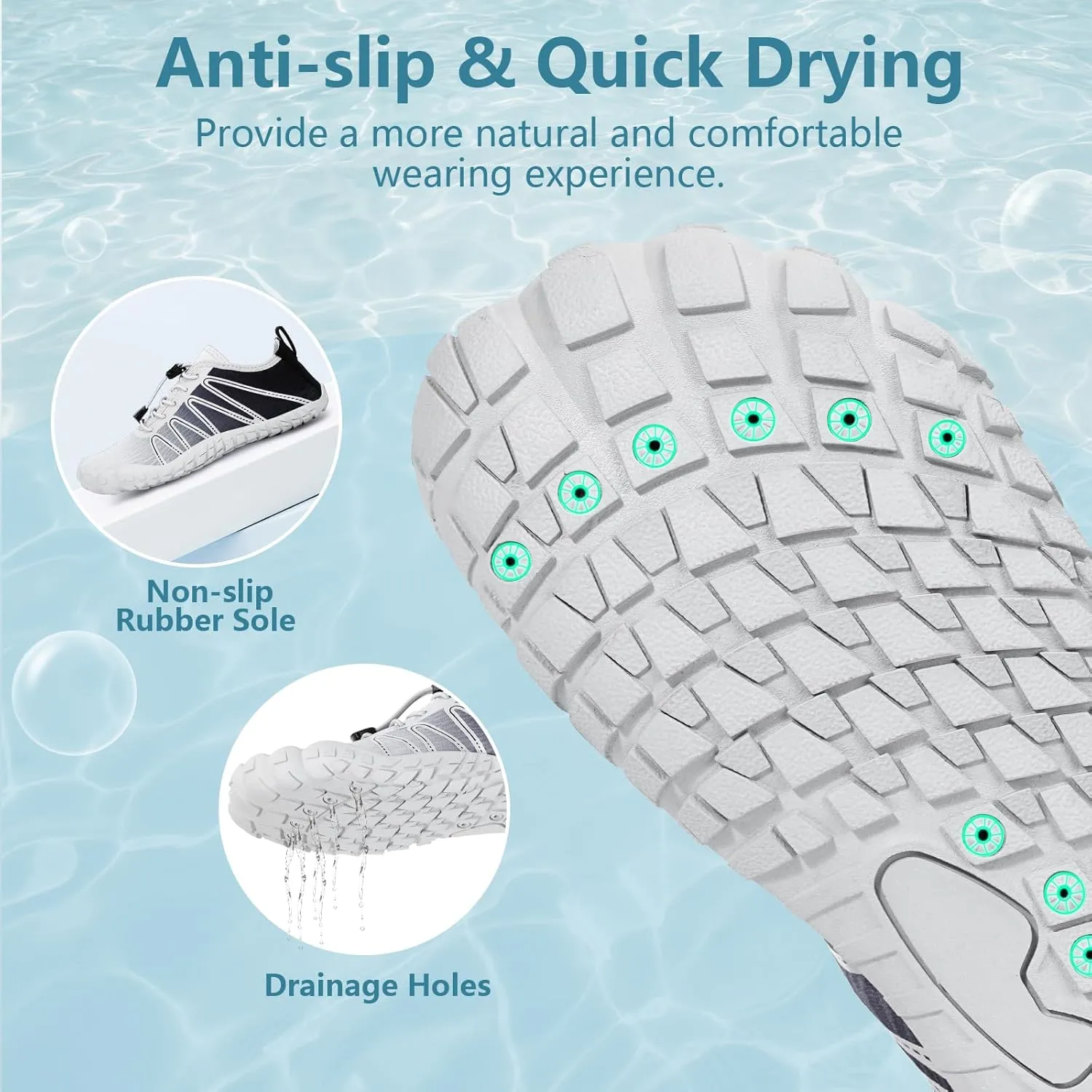 Hike Barefoot Water Shoes for Women Men Footwear, Quick Dry Wide Toe Box Pro Beach Swim Athletic Sports Shoes, Non-Slip Lightweight Aqua Shoe for Pool Hiking Walking Kayaking Diving Surfing