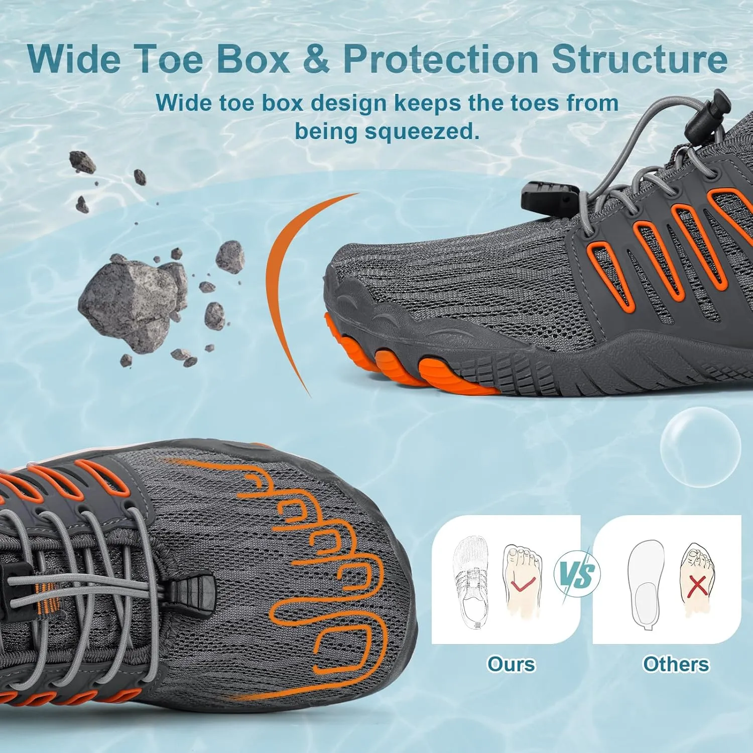 Hike Barefoot Water Shoes for Women Men Footwear, Quick Dry Wide Toe Box Pro Beach Swim Athletic Sports Shoes, Non-Slip Lightweight Aqua Shoe for Pool Hiking Walking Kayaking Diving Surfing