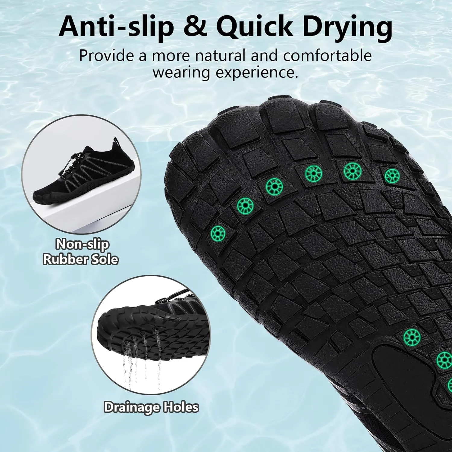 Hike Barefoot Water Shoes for Women Men Footwear, Quick Dry Wide Toe Box Pro Beach Swim Athletic Sports Shoes, Non-Slip Lightweight Aqua Shoe for Pool Hiking Walking Kayaking Diving Surfing