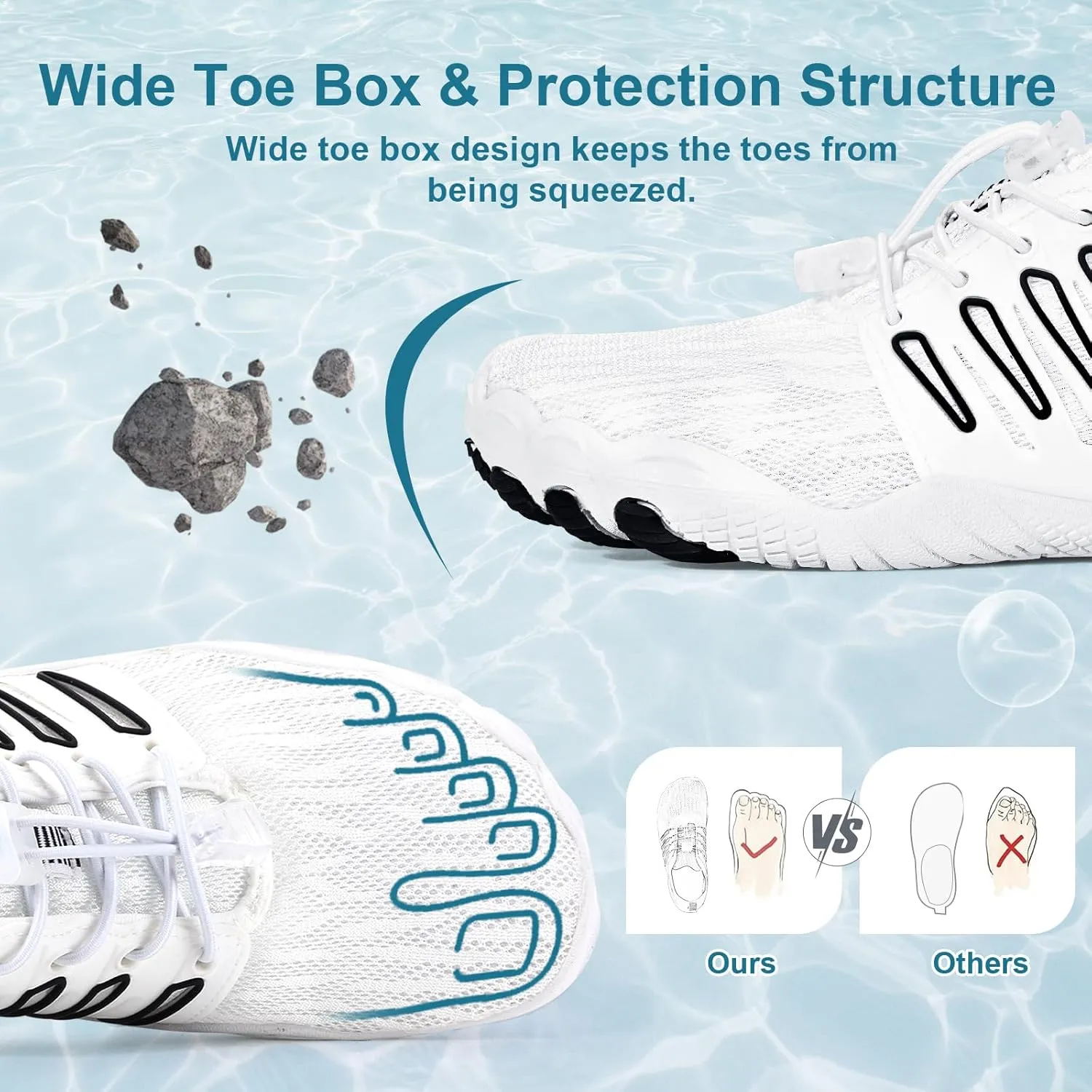 Hike Barefoot Water Shoes for Women Men Footwear, Quick Dry Wide Toe Box Pro Beach Swim Athletic Sports Shoes, Non-Slip Lightweight Aqua Shoe for Pool Hiking Walking Kayaking Diving Surfing