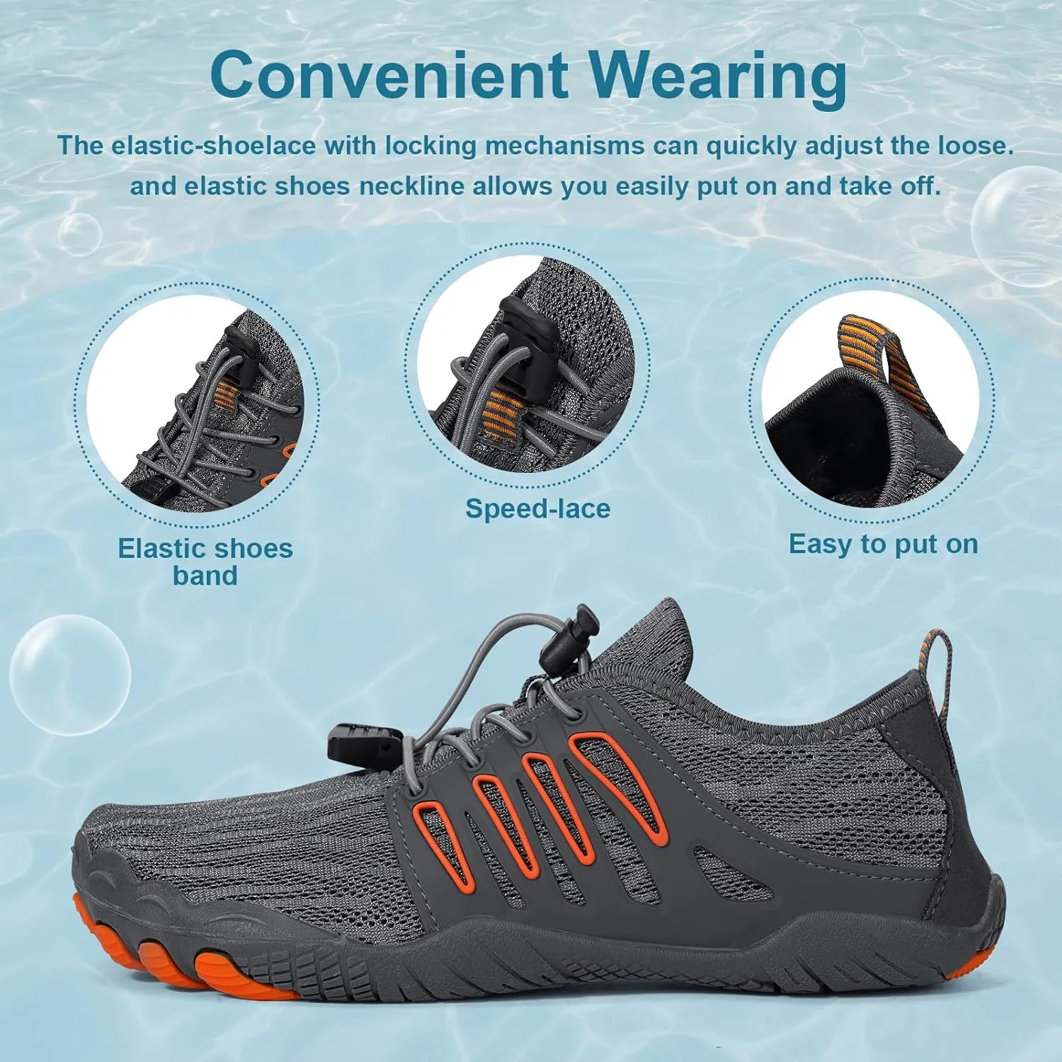 Hike Barefoot Water Shoes for Women Men Footwear, Quick Dry Wide Toe Box Pro Beach Swim Athletic Sports Shoes, Non-Slip Lightweight Aqua Shoe for Pool Hiking Walking Kayaking Diving Surfing