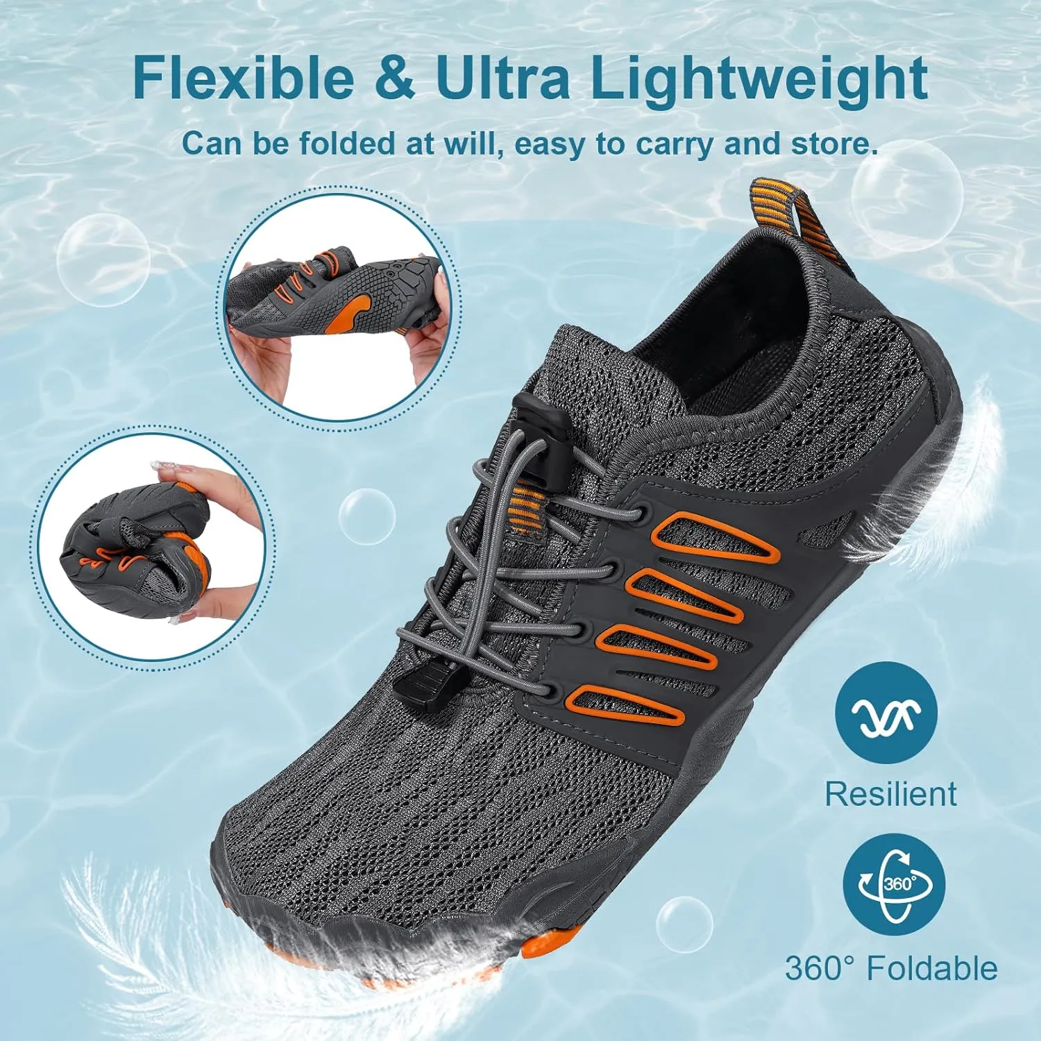 Hike Barefoot Water Shoes for Women Men Footwear, Quick Dry Wide Toe Box Pro Beach Swim Athletic Sports Shoes, Non-Slip Lightweight Aqua Shoe for Pool Hiking Walking Kayaking Diving Surfing