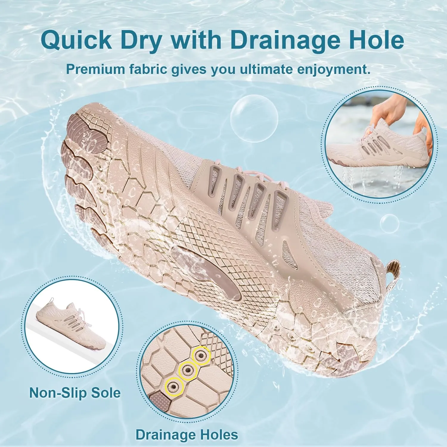 Hike Barefoot Water Shoes for Women Men Footwear, Quick Dry Wide Toe Box Pro Beach Swim Athletic Sports Shoes, Non-Slip Lightweight Aqua Shoe for Pool Hiking Walking Kayaking Diving Surfing