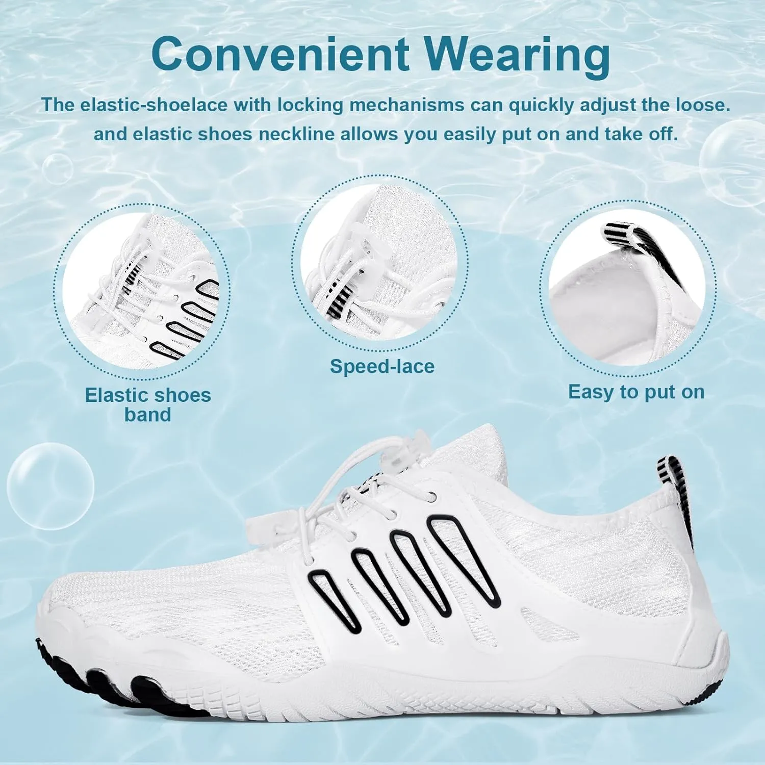 Hike Barefoot Water Shoes for Women Men Footwear, Quick Dry Wide Toe Box Pro Beach Swim Athletic Sports Shoes, Non-Slip Lightweight Aqua Shoe for Pool Hiking Walking Kayaking Diving Surfing