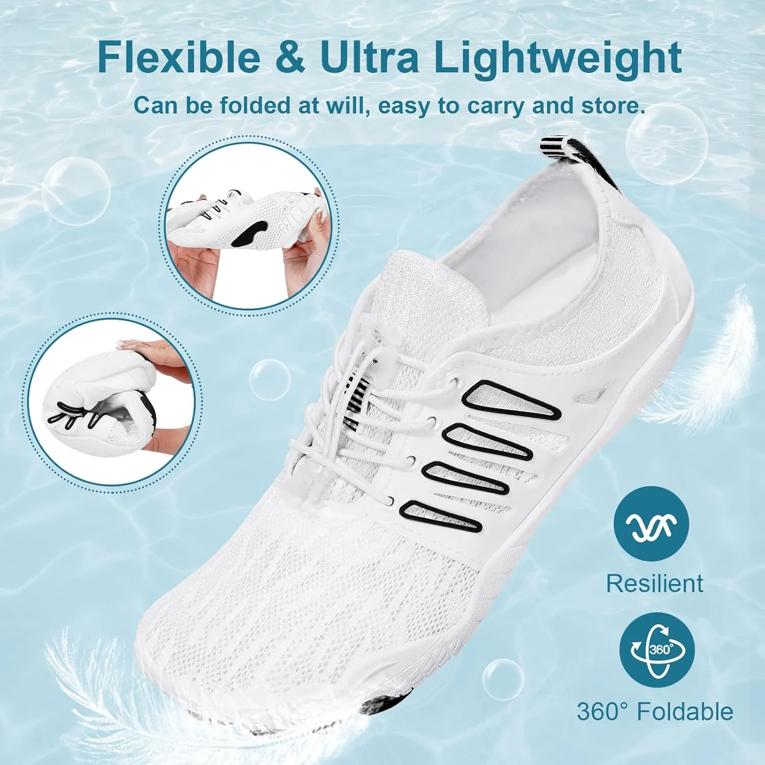Hike Barefoot Water Shoes for Women Men Footwear, Quick Dry Wide Toe Box Pro Beach Swim Athletic Sports Shoes, Non-Slip Lightweight Aqua Shoe for Pool Hiking Walking Kayaking Diving Surfing