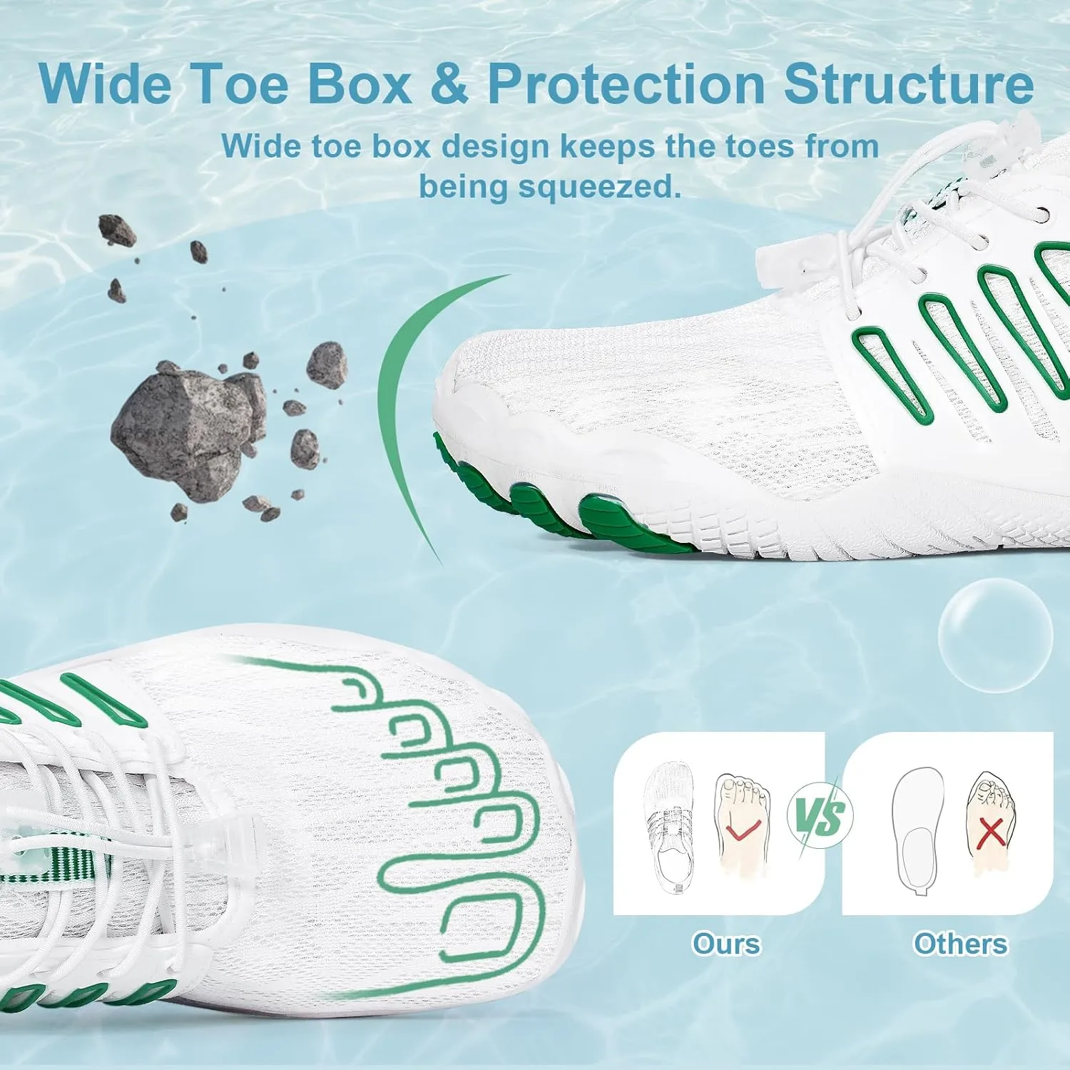 Hike Barefoot Water Shoes for Women Men Footwear, Quick Dry Wide Toe Box Pro Beach Swim Athletic Sports Shoes, Non-Slip Lightweight Aqua Shoe for Pool Hiking Walking Kayaking Diving Surfing