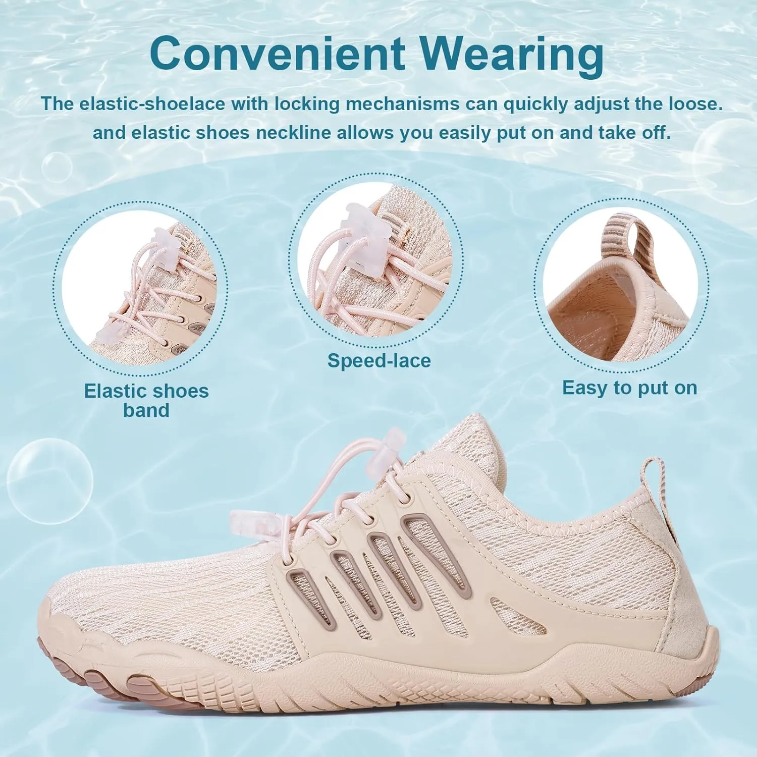 Hike Barefoot Water Shoes for Women Men Footwear, Quick Dry Wide Toe Box Pro Beach Swim Athletic Sports Shoes, Non-Slip Lightweight Aqua Shoe for Pool Hiking Walking Kayaking Diving Surfing