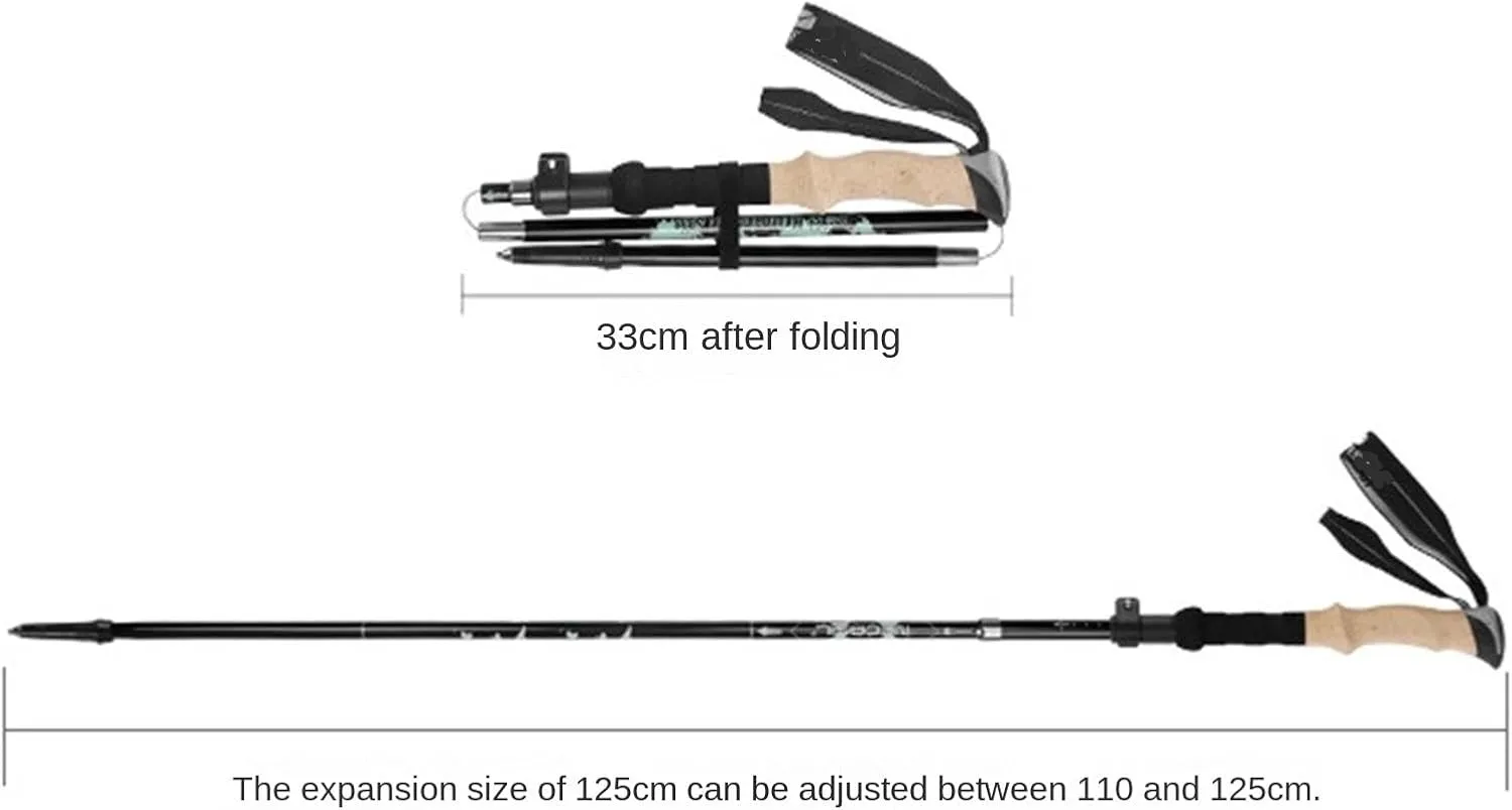 Hiking Trekking Poles Aluminum Alloy Trekking Poles Adjustable Ultralight Walking Sticks Hiking Pole for Camping Hiking Sticks for Trekking(Black)