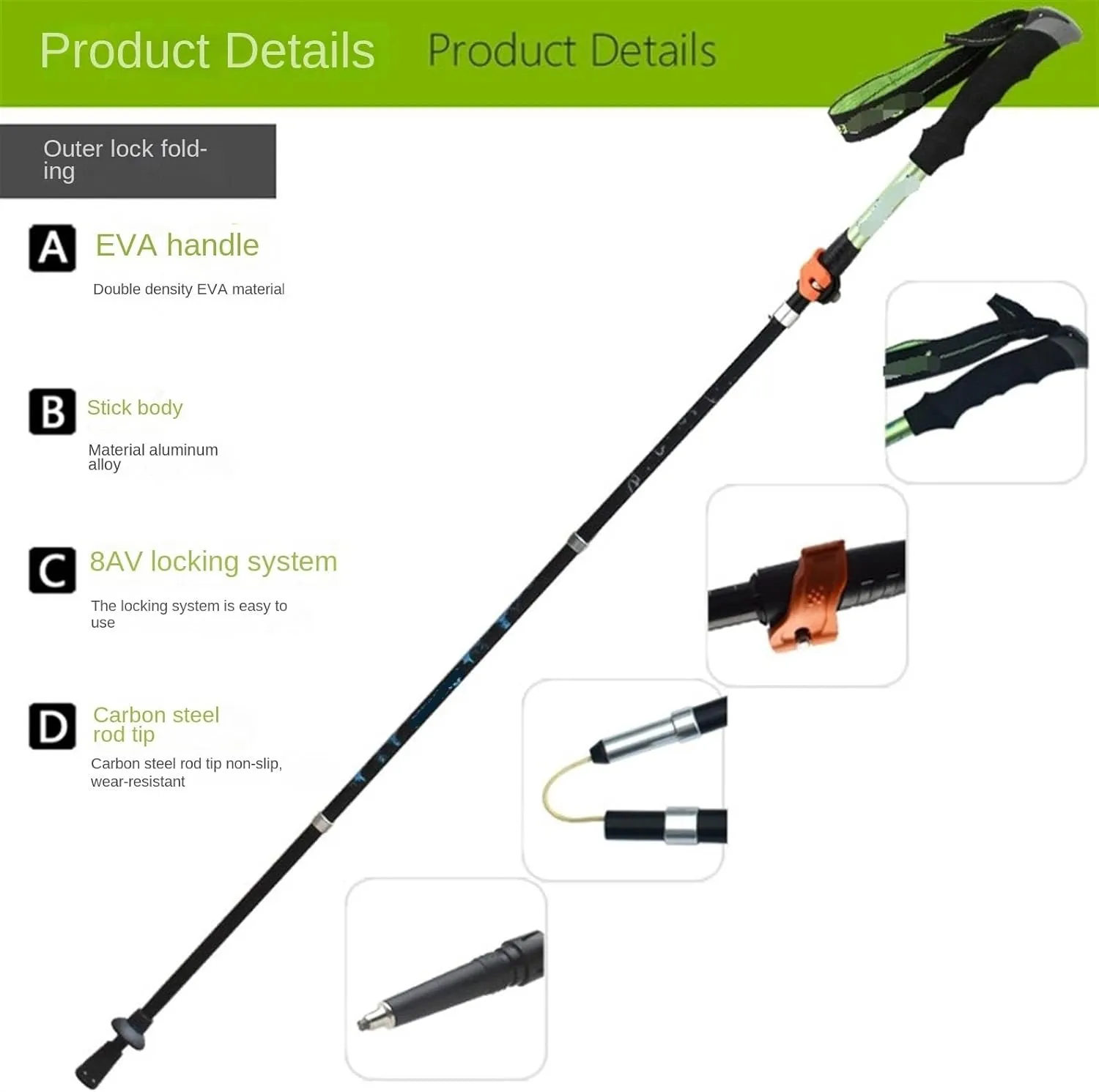 Hiking Trekking Poles Aluminum Alloy Trekking Poles Telescopic Walking Sticks Ultralight Hiking Poles for Backpacking Hiking Sticks for Trekking