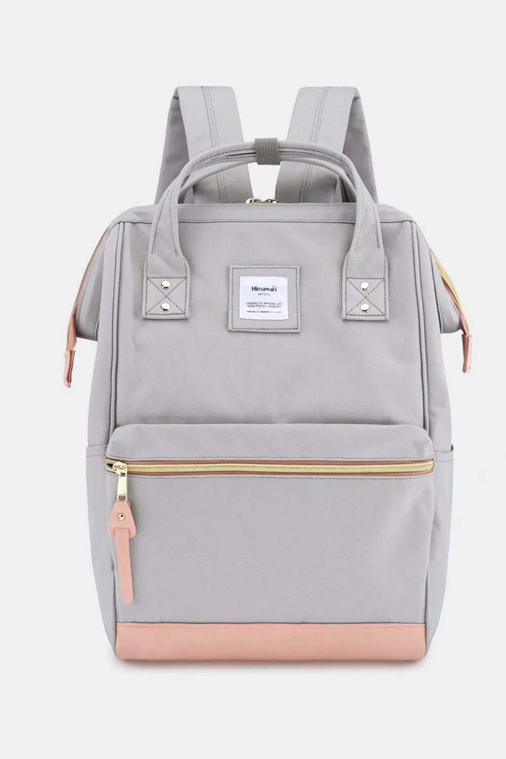 Himawari Contrast Waterproof Canvas Backpack with Side Pockets
