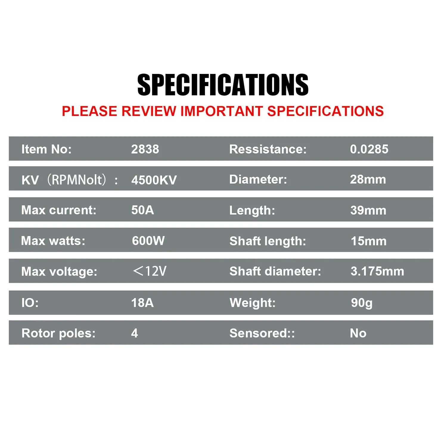 Hobby Fans Brushless 2838 4500KV Motor & 30A Waterproof ESC for Traxxas E-REVO Losi JRX2 H16BM H16DR Redcat Volcano 16 Arrma Typhon Grom Mojave Grom 144001 16890A 1/14 1/16 RC Car