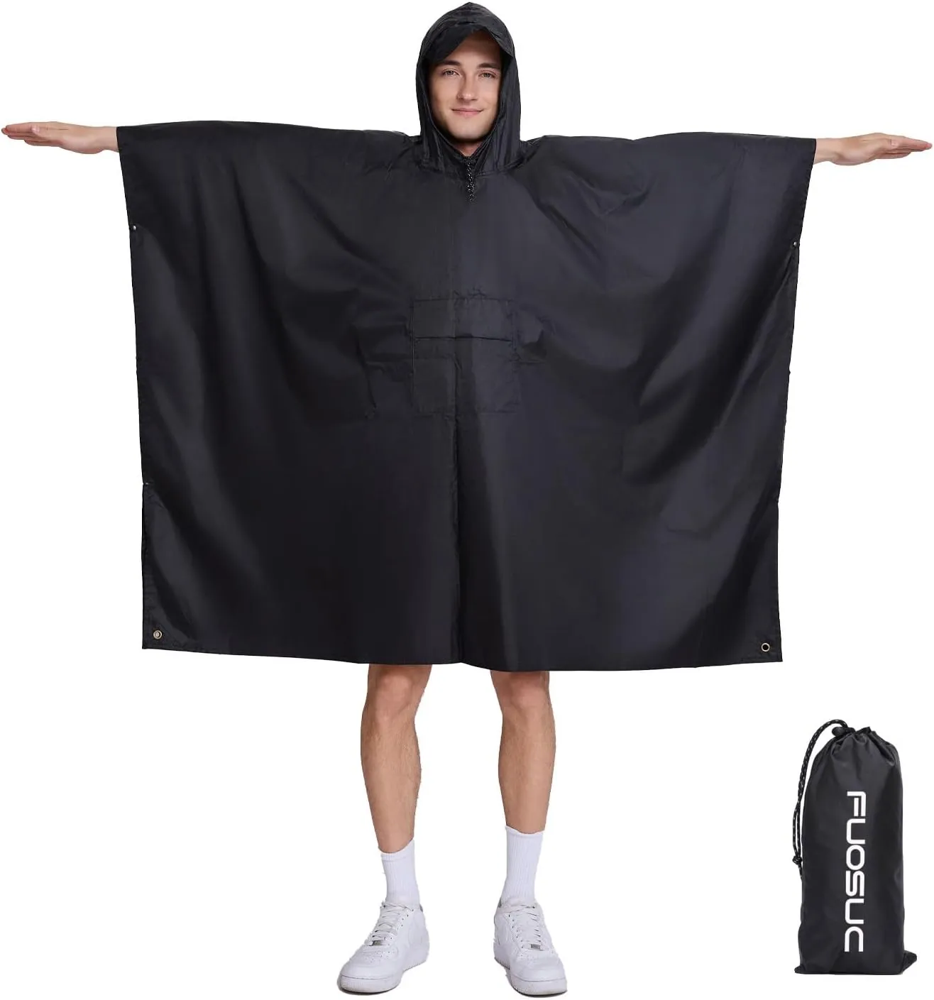 hooded waterproof raincoat, outdoor hiking, unisex, camping mat and small tent multifunctional
