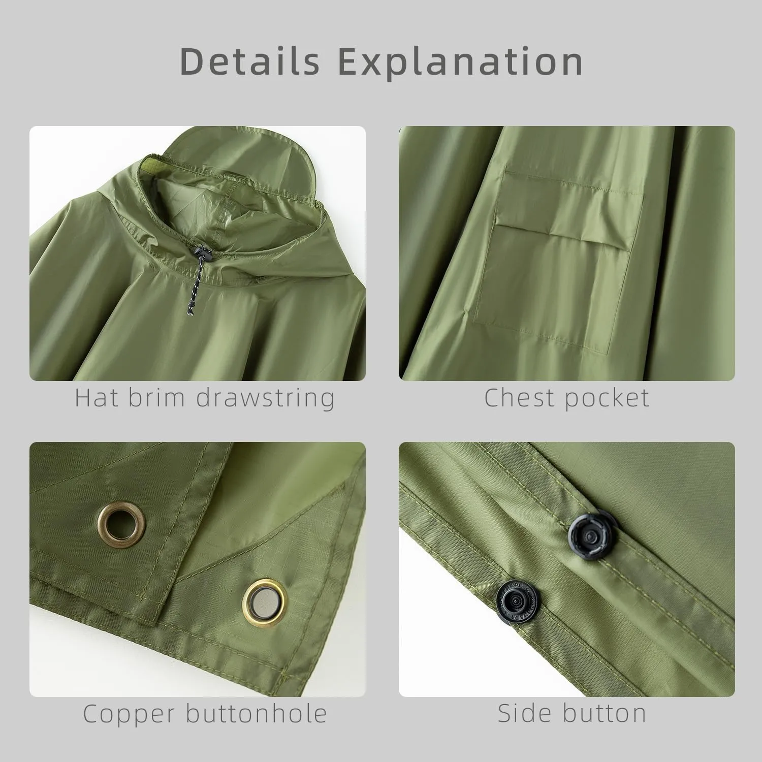 hooded waterproof raincoat, outdoor hiking, unisex, camping mat and small tent multifunctional