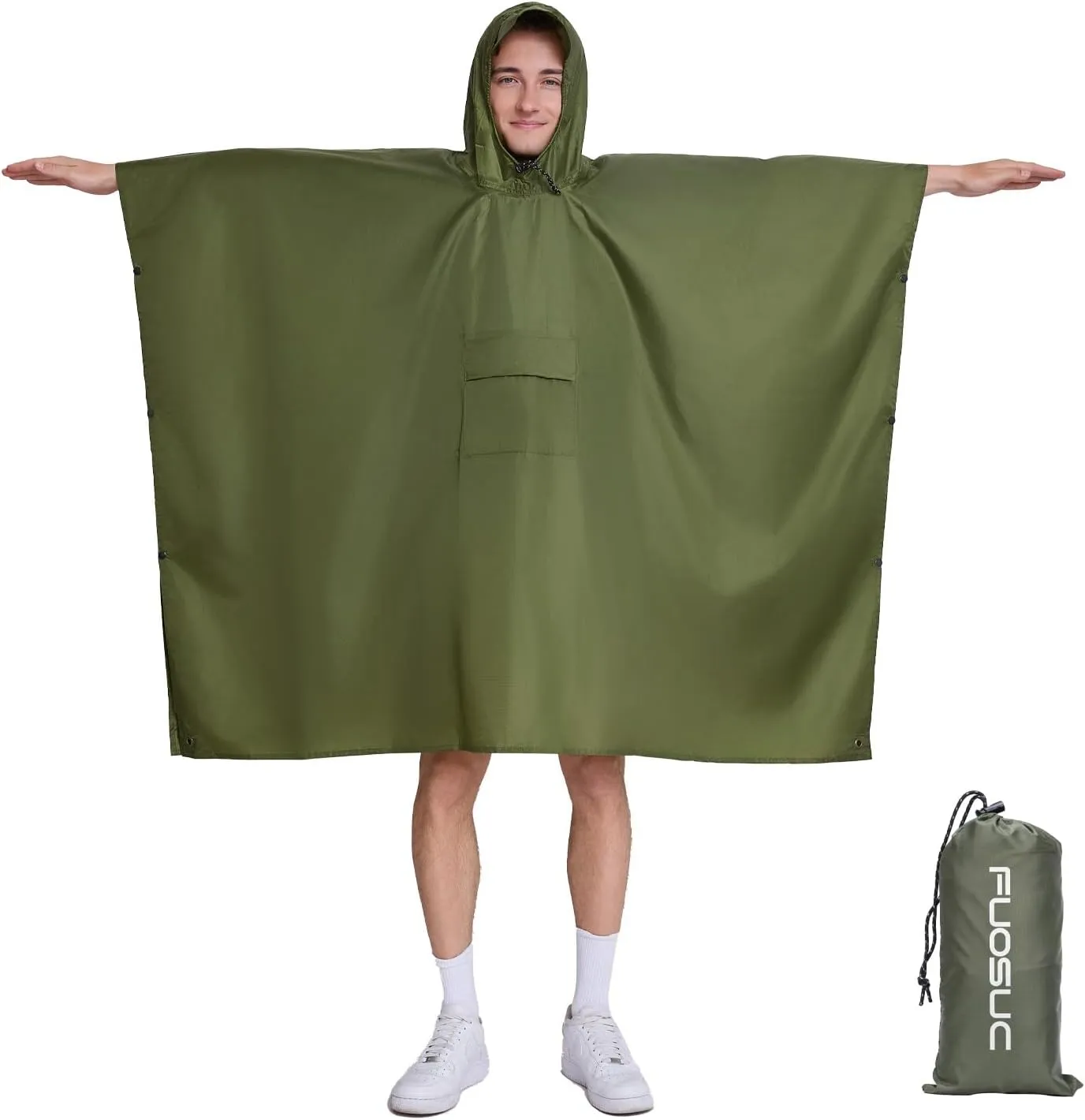 hooded waterproof raincoat, outdoor hiking, unisex, camping mat and small tent multifunctional