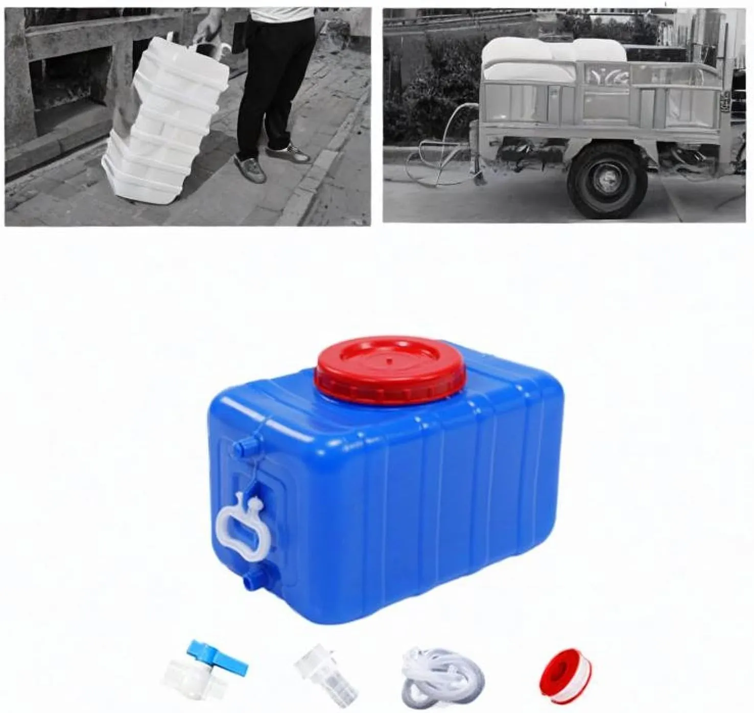 Horizontal Water Tank Water Reservoir Leakproof Drink Container Storage Barrel for Travel Backpacking Hiking Survival Outdoor, 25L