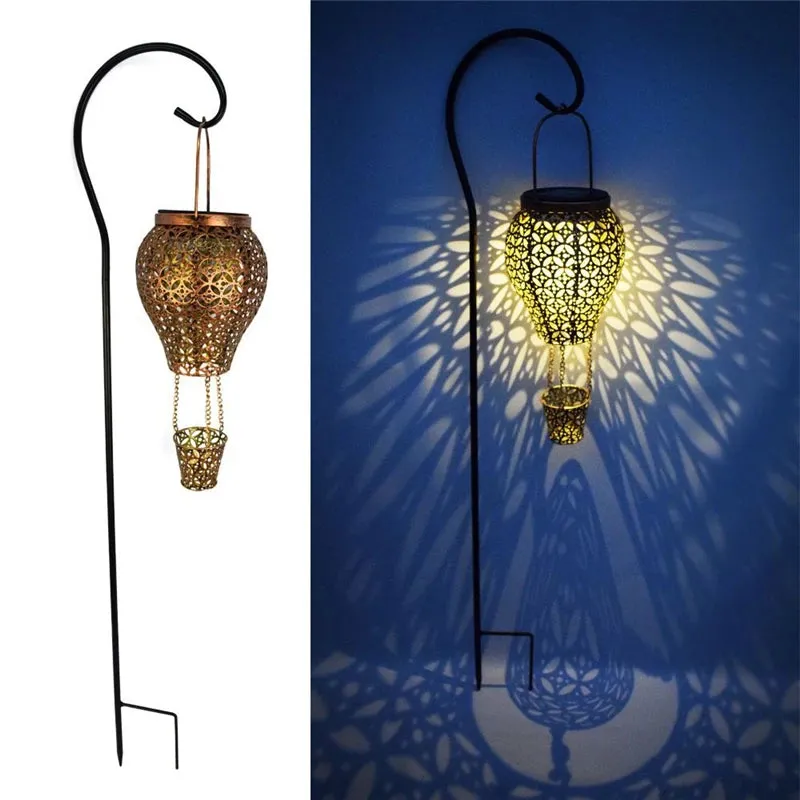 Hot Air Balloon Solar Lantern Lamp Outdoor Waterproof Metal Hanging Solar Lights LED Garden Yard Patio Decor Solar Power Light