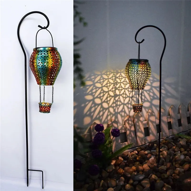 Hot Air Balloon Solar Lantern Lamp Outdoor Waterproof Metal Hanging Solar Lights LED Garden Yard Patio Decor Solar Power Light