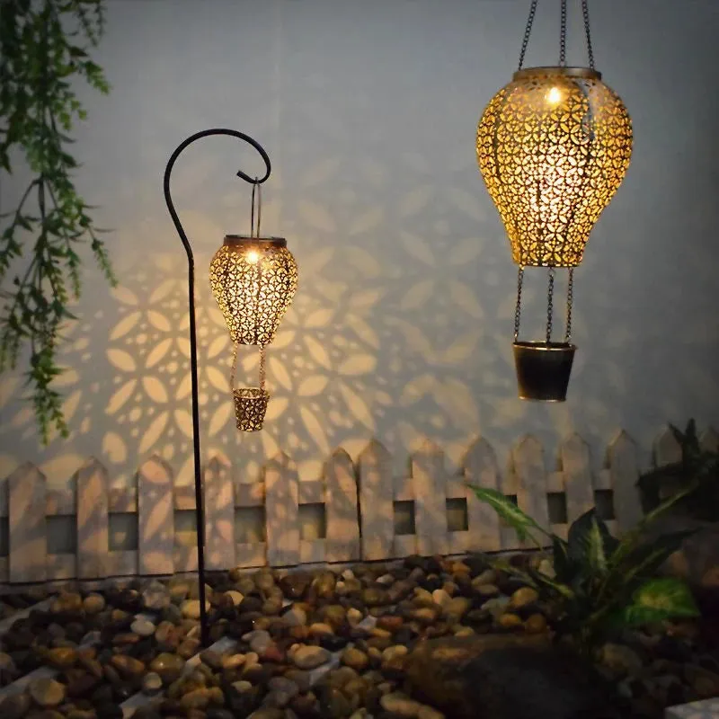 Hot Air Balloon Solar Lantern Lamp Outdoor Waterproof Metal Hanging Solar Lights LED Garden Yard Patio Decor Solar Power Light
