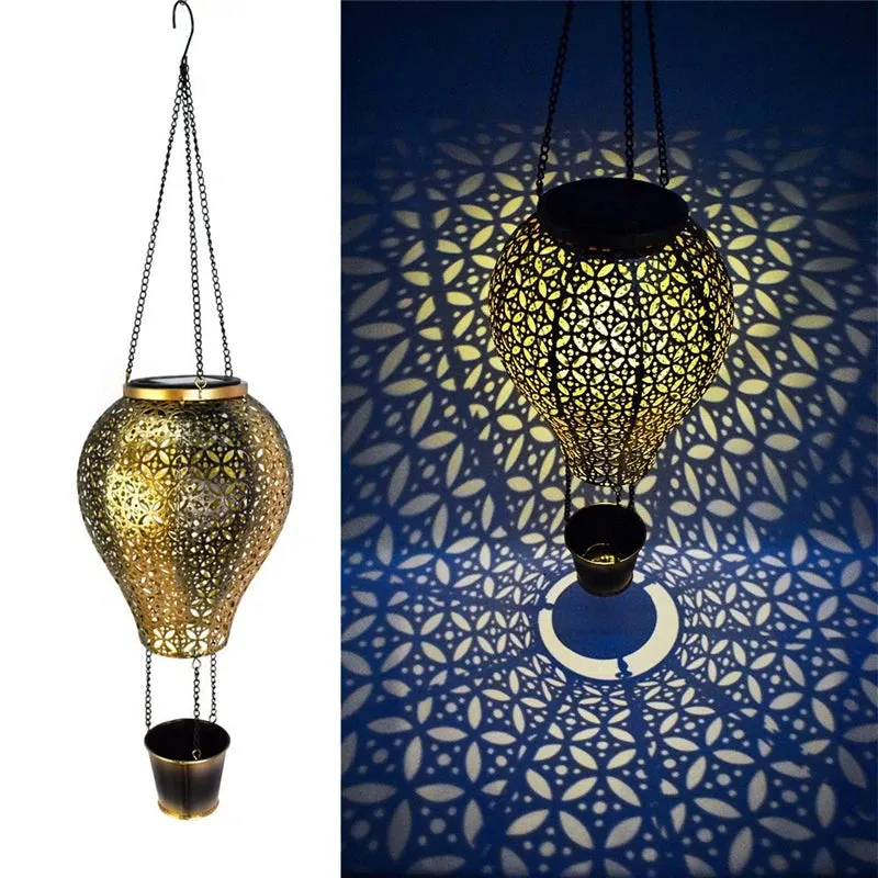 Hot Air Balloon Solar Lantern Lamp Outdoor Waterproof Metal Hanging Solar Lights LED Garden Yard Patio Decor Solar Power Light