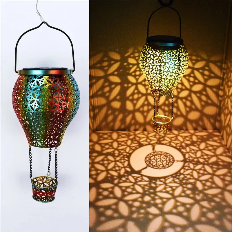 Hot Air Balloon Solar Lantern Lamp Outdoor Waterproof Metal Hanging Solar Lights LED Garden Yard Patio Decor Solar Power Light
