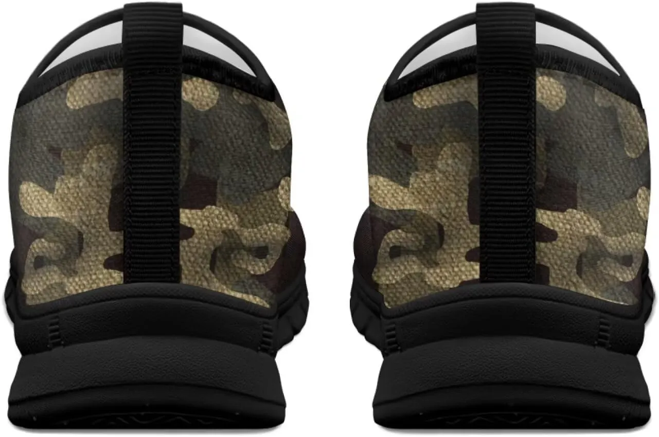 Howilath Camo Print Slip on Loafers for Women Anti-Skid Running Sneakers Fashion Trekking Shoes for Travel Camping