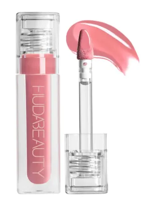 H.U.D.A Beauty Faux Filler Lip Gloss, High-Shine Plumping Formula with Vegan Collagen and Vitamin E, Non-Sticky Sugar Baby - light pink