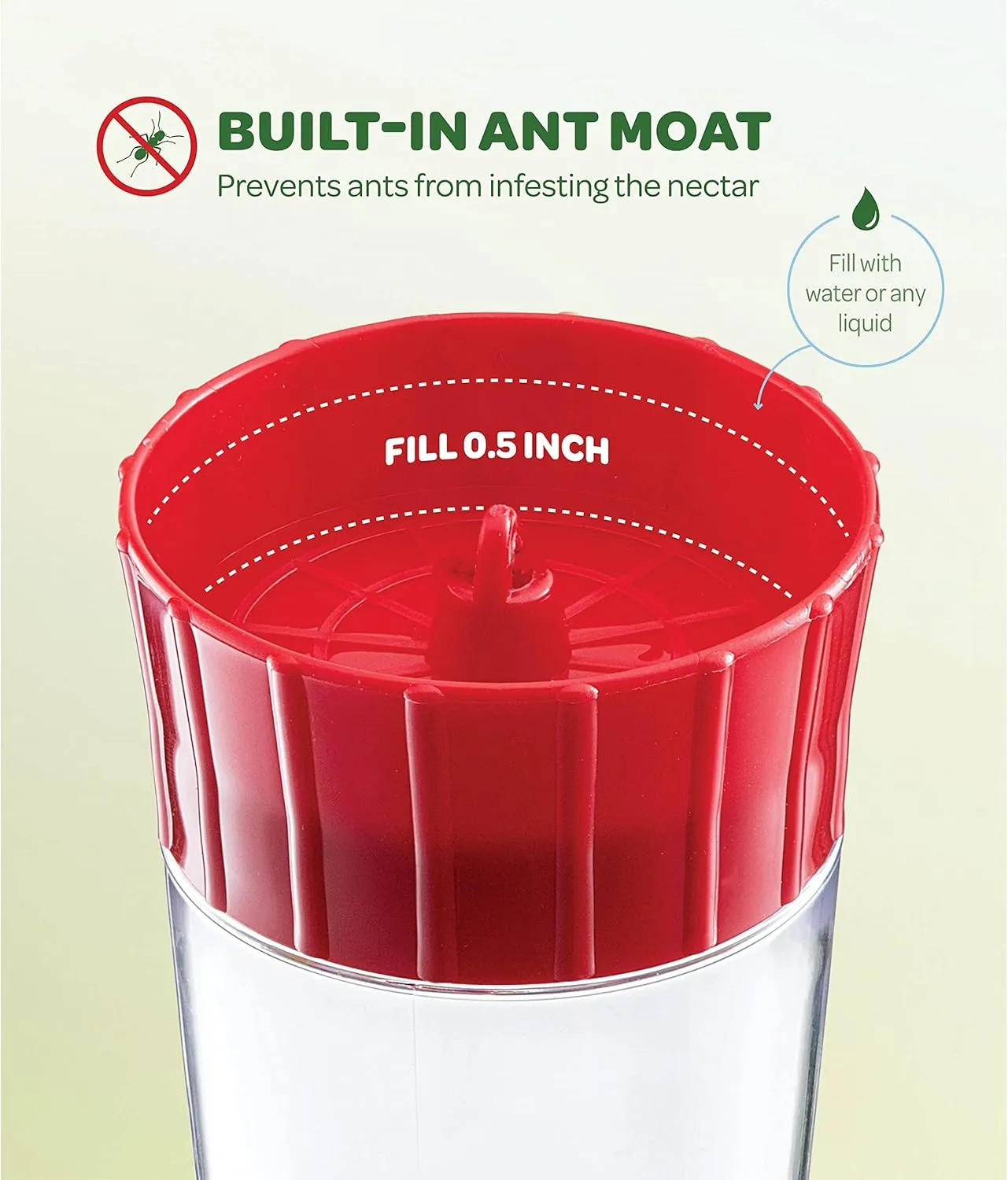 Hummingbird Feeder 10 oz [Set of 2] Plastic Feeders for Outdoors, with Built-in Ant Guard - Circular Perch with 5 Feeding Ports - Wide Mouth for Easy Filling/2 Part Base for Easy Cleaning