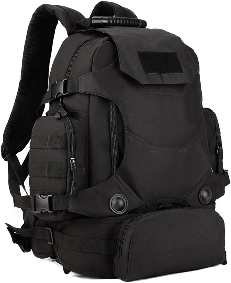 HUNTVP 40L Tactical Military MOLLE Backpack WR 3 Way Modular Pack with Patch