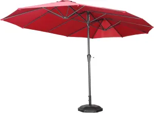 HYD-Parts 15Ft Patio Umbrella Double-Sided Market Extra Large Umbrella Outdoor Patio w/Easy Crank for Yard, Poolside, Deck (No base)