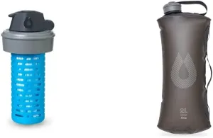 HydraPak Seeker 2L Mammoth Grey Ultra-Light Water Reservoir for Backcountry Hiking, Camping, and Emergency Preparedness & Compatible 42mm Filter Cap - Water Filtration Accessory