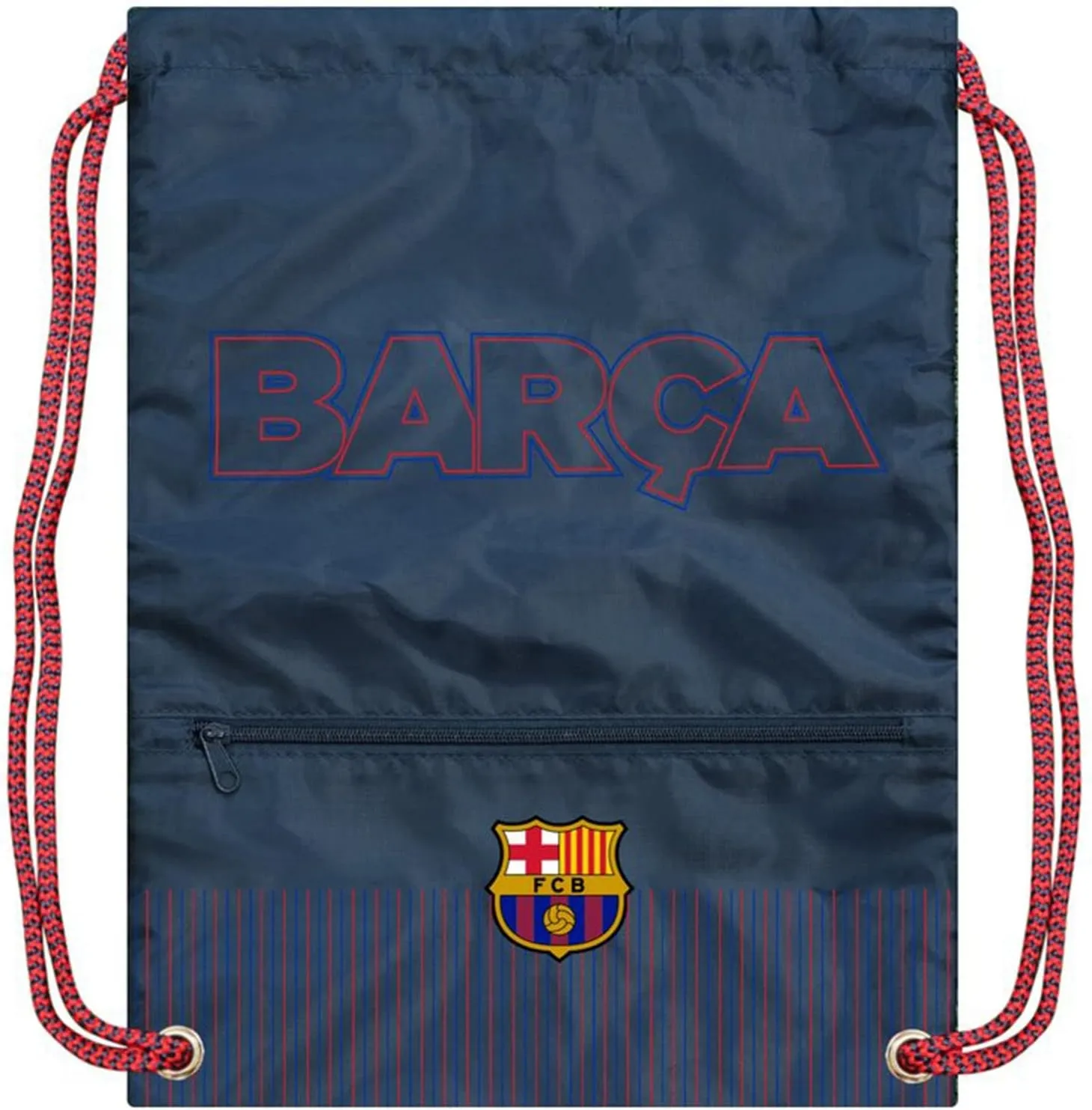 Icon Sports Soccer Club Team Logo Cinch Bag (FC Barcelona, Outline Navy)