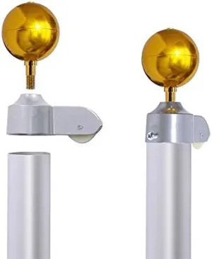 iElyiEsy Flag Pole Hardware Parts Repair Kits - 3" Topper Gold Ball   40 Ft Halyard Rope   6" Cleat Hook   4 Flag Swivel Snap Hooks   Flagpole Pulley Truck for 2" OD Tube