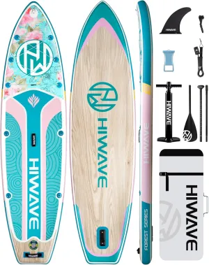 Inflatable Paddle Board 11 '* 34 "* 6" Extra Wide Sup Board, 450lb Capicity Paddle Board for Adults, Suitable for Sea and Lakes, 2 1Family Board