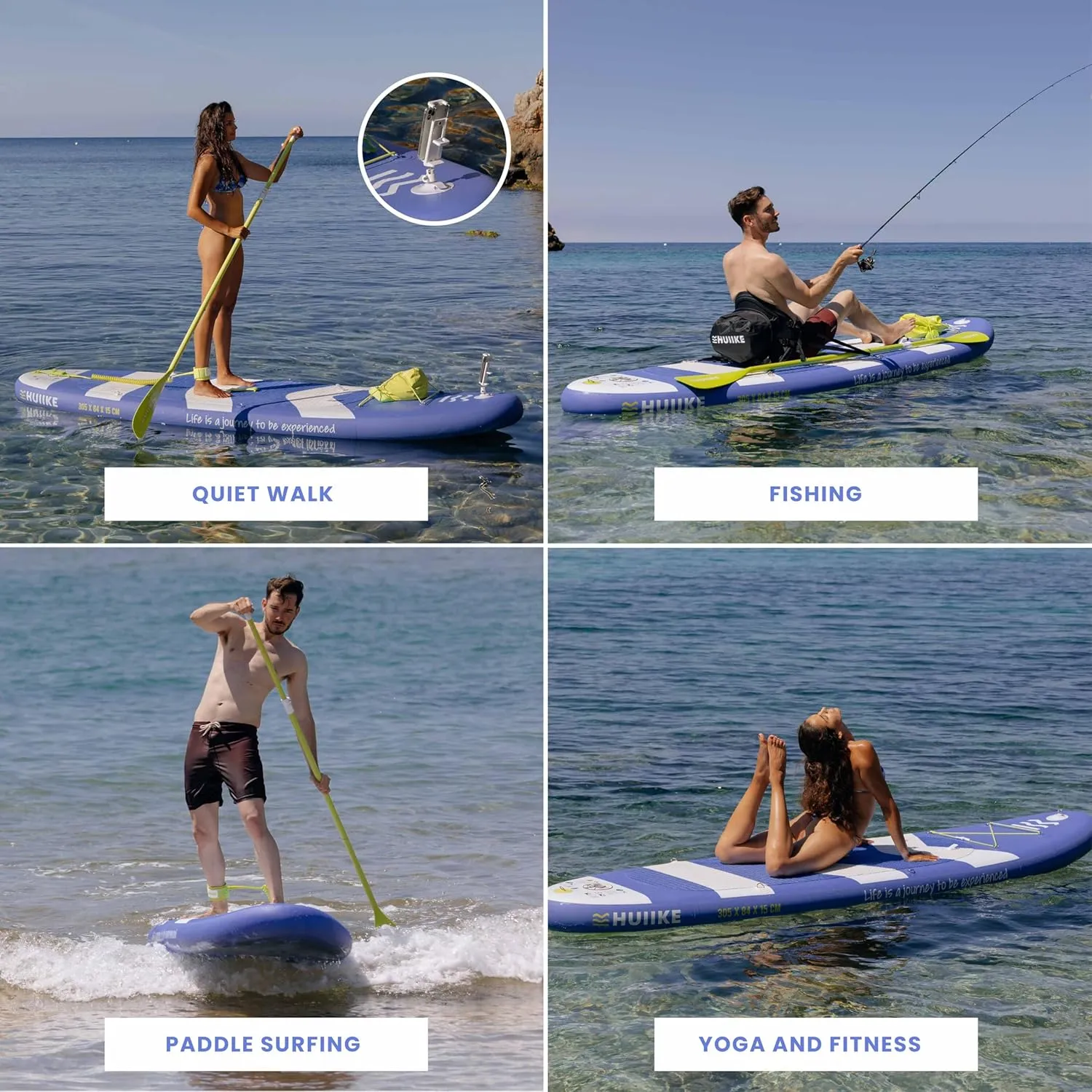 Inflatable Paddle Board with Premium Accessories - HUIIKE | Inflatable Paddle Boards for Adults with Kayak Seat and 2-in-1 Oar | Stand Up Paddleboard Great Stability Resistance | Stand-up Paddleboards