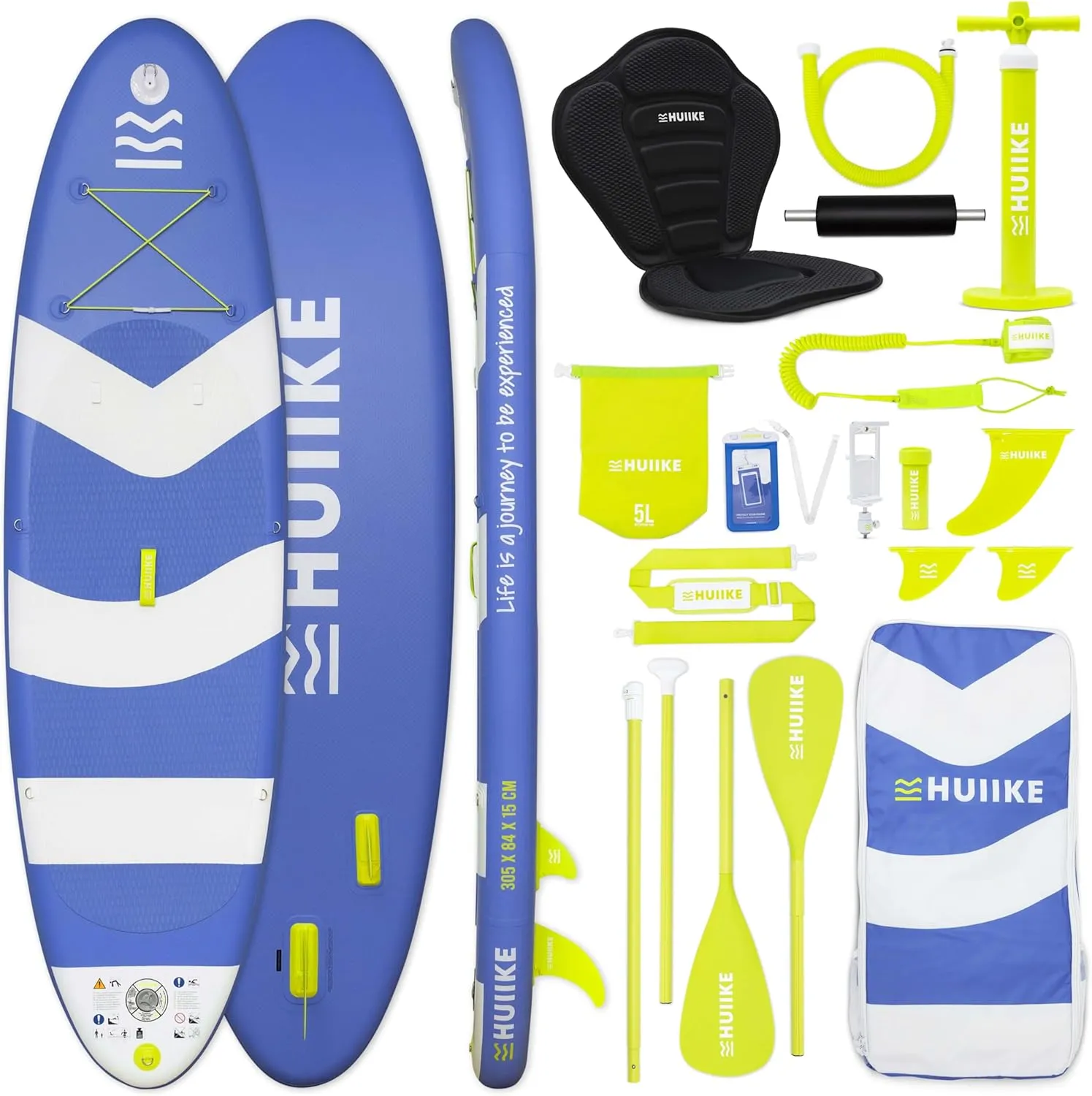 Inflatable Paddle Board with Premium Accessories - HUIIKE | Inflatable Paddle Boards for Adults with Kayak Seat and 2-in-1 Oar | Stand Up Paddleboard Great Stability Resistance | Stand-up Paddleboards