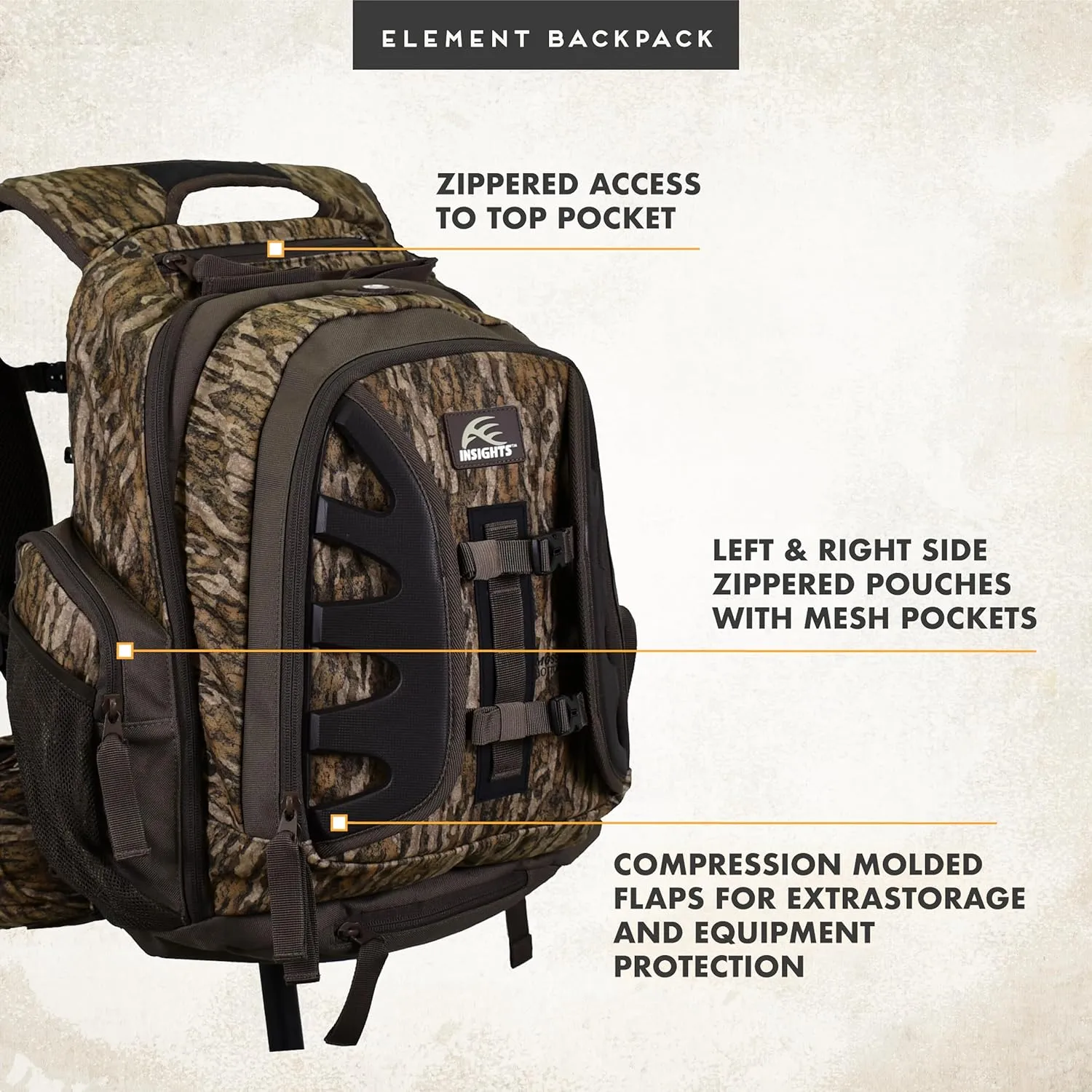 Insights Hunting by frogg toggs- The Element, Heavy Duty 1,831 Cubic Inch Hiking Fishing Camping Hunting Backpack