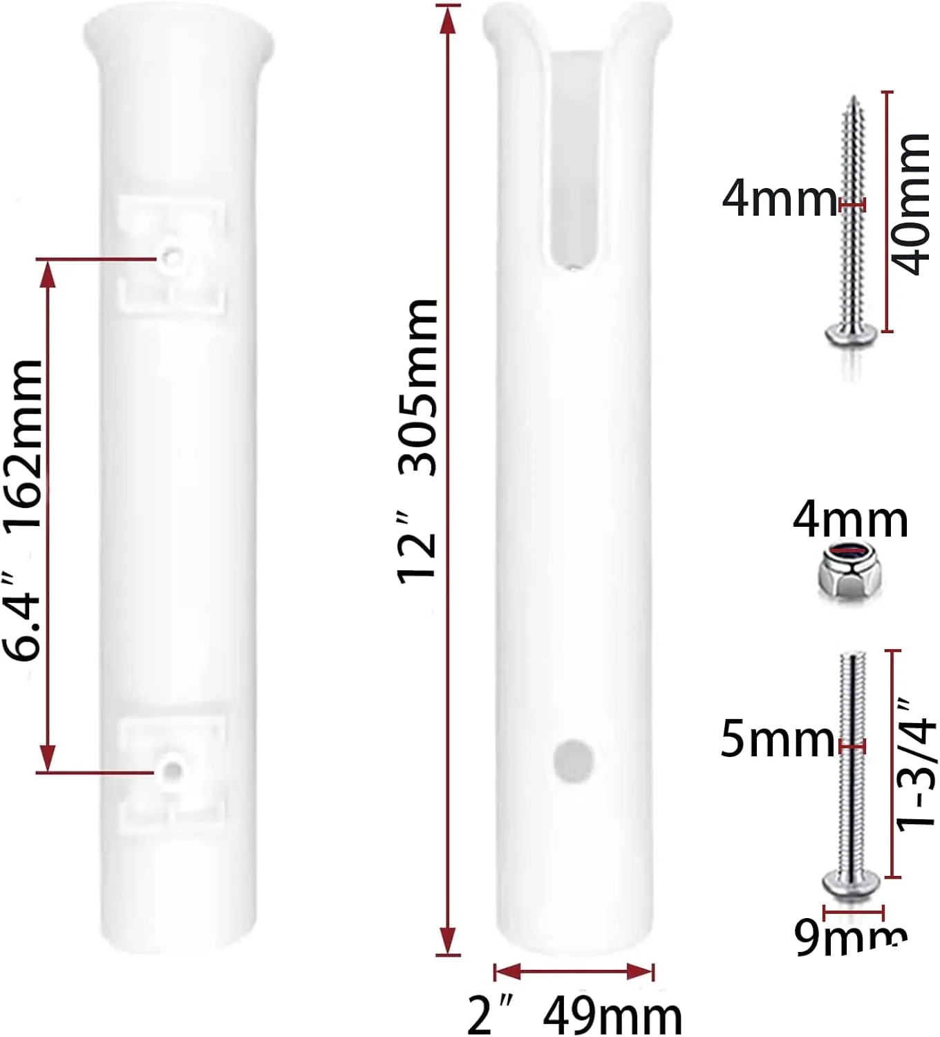 ISURE MARINE Fishing Rod Holder Bracket Wall Mounted Boat Side Mount Tool Holder Tube Links with Screws 2/3/4/6 Pole Tube (White/Black)