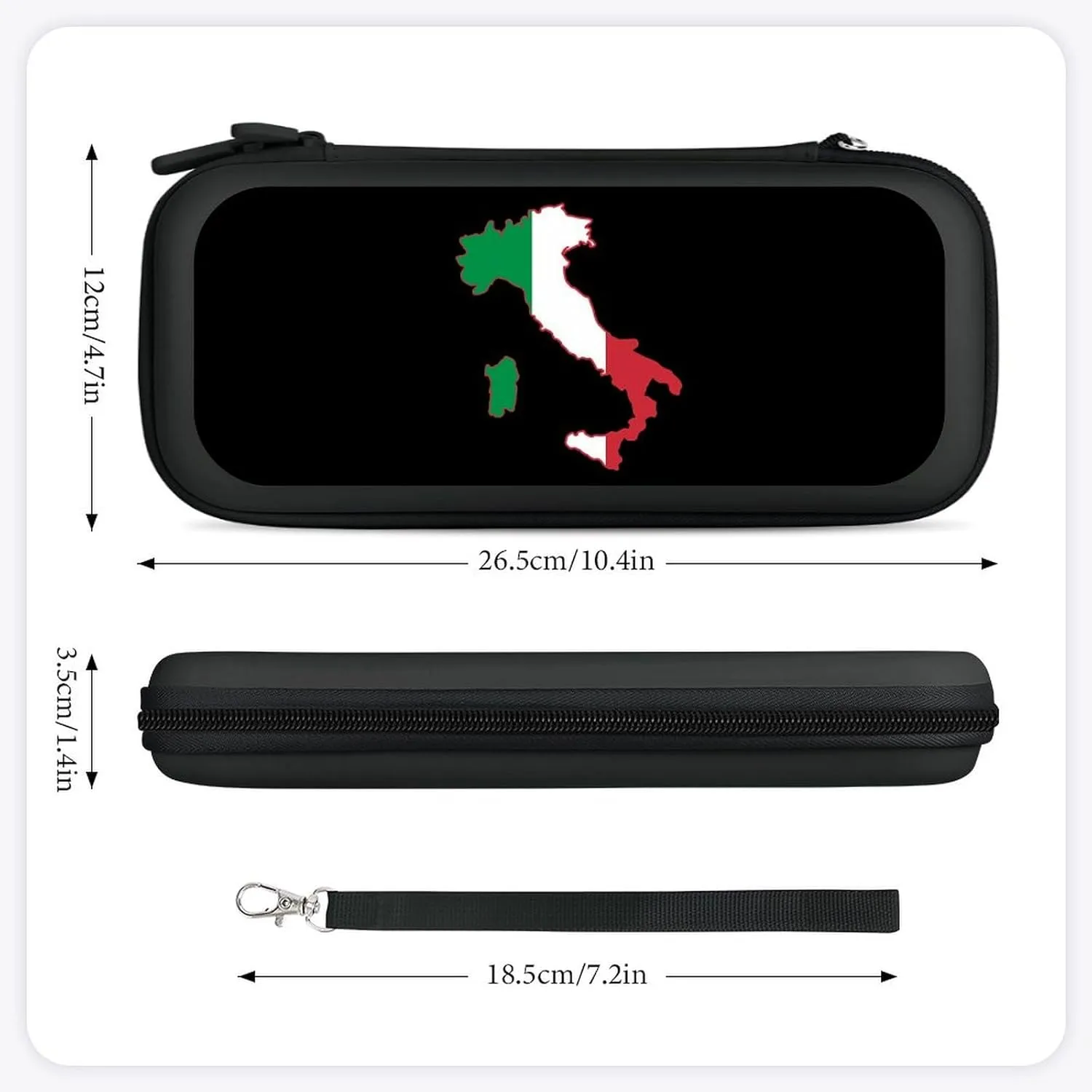 Italia Italy Italian Map Flag Compatible with Switch Carrying Case Hard Travel Game Bag Pouch with 15 Games Accessories Black-Style