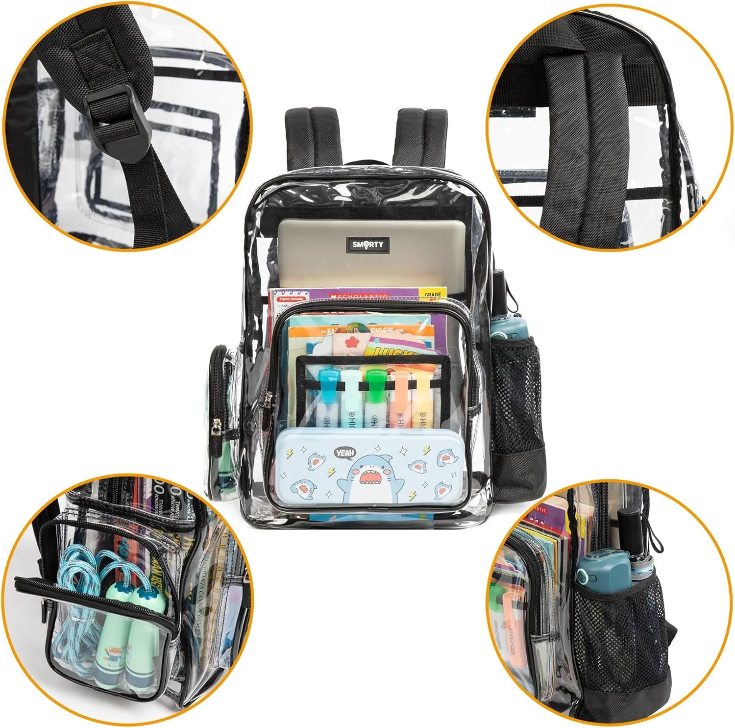 J.CARP Clear Bag Heavy Duty Backpack Durable Transparent See Through Bag