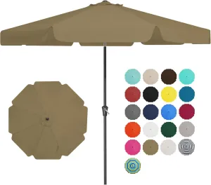 JEAREY 10' Patio Umbrellas Outdoor Table Market Umbrella w/Push Button Tilt/Crank, 8 Sturdy Ribs, UV Protection Waterproof Sunproof(Sand)