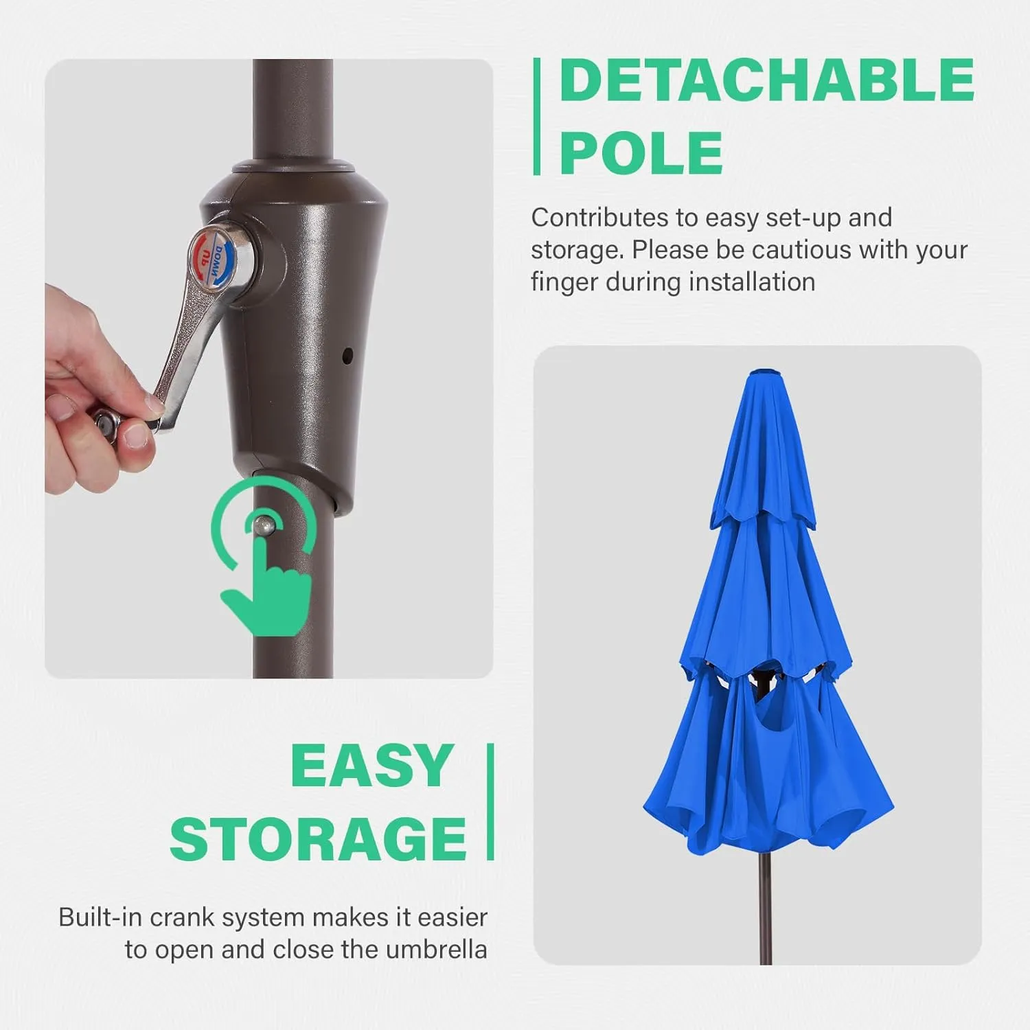 JEAREY 9FT 3 Tier Patio Umbrella Outdoor Market Umbrella Table Umbrellas Sunbrella with Push Button Tilt and UV Protection Outside Garden Pool Umbrella,Royal Blue