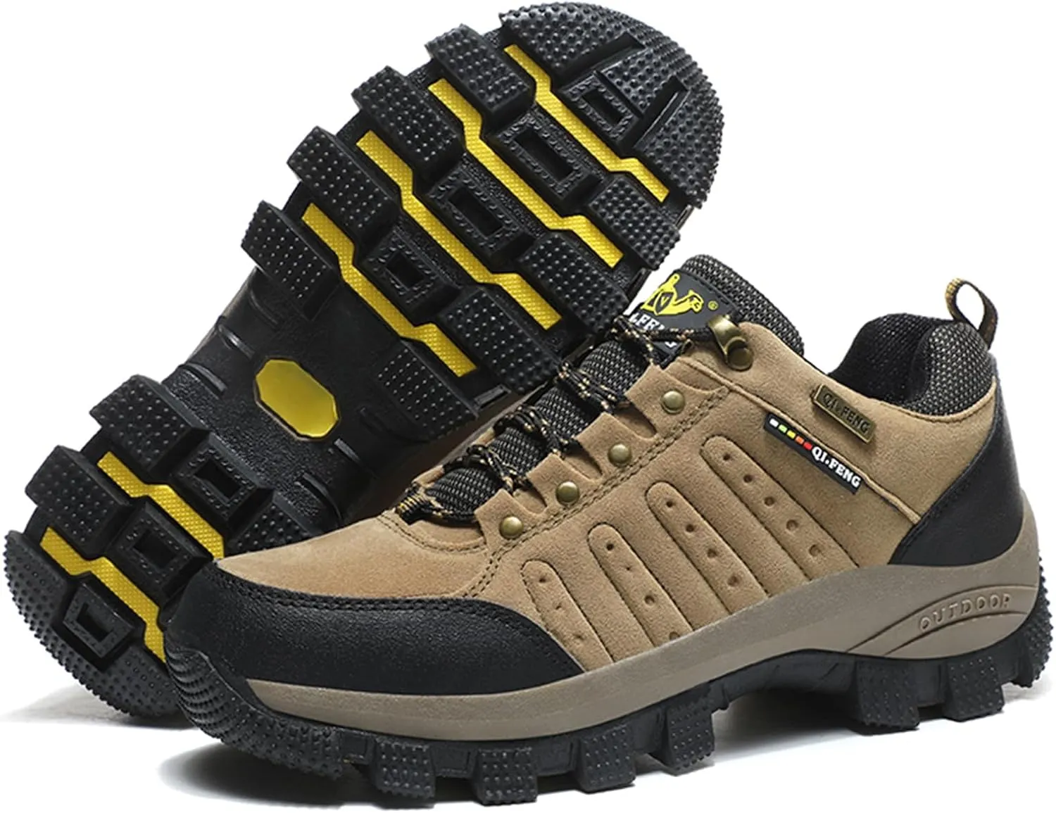 JiuQing Men's Walking Shoes Waterproof Hiking Boots Non-Slip Low Rise Trekking Outdoor Sports Shoes