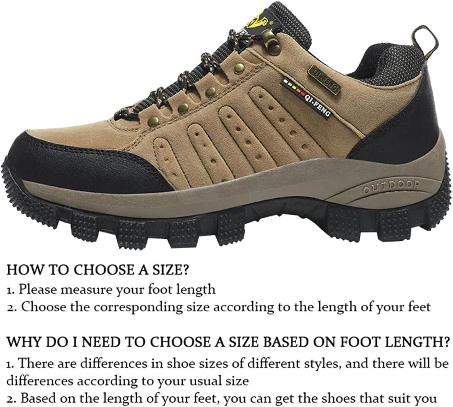 JiuQing Men's Walking Shoes Waterproof Hiking Boots Non-Slip Low Rise Trekking Outdoor Sports Shoes