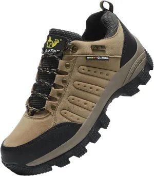 JiuQing Men's Walking Shoes Waterproof Hiking Boots Non-Slip Low Rise Trekking Outdoor Sports Shoes