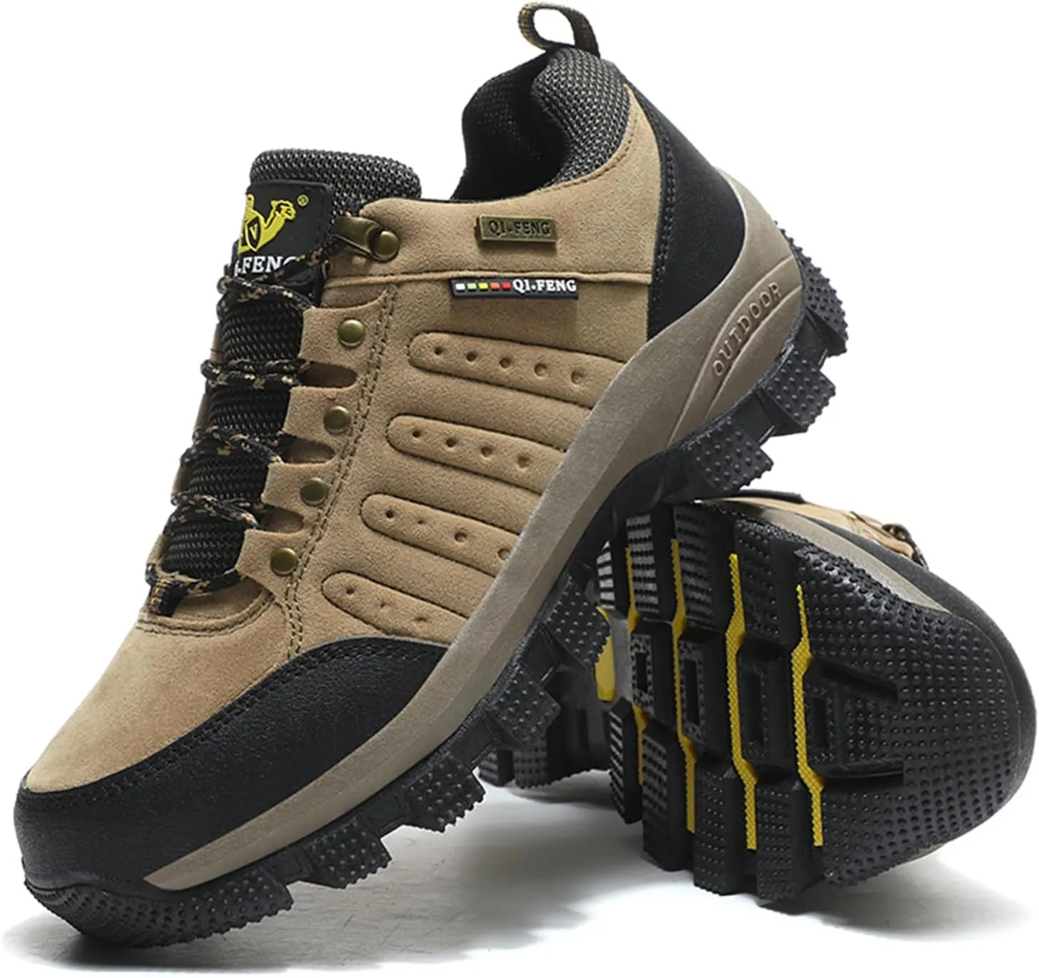 JiuQing Men's Walking Shoes Waterproof Hiking Boots Non-Slip Low Rise Trekking Outdoor Sports Shoes